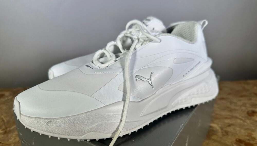 Puma White Athletic Shoes for golf, running,  & hiking. Walking comfortably.